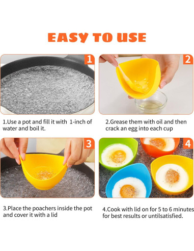 Escalfador de Huevos de Silicona LTWQLing - 4 Tazas Antiadherentes