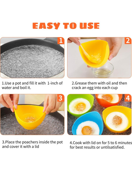 Escalfador de Huevos de Silicona LTWQLing - 4 Tazas Antiadherentes