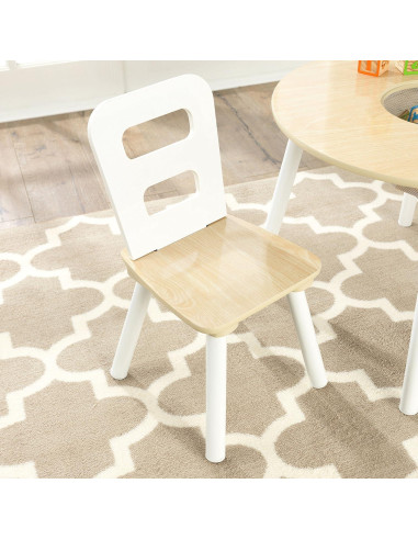Juego de Mesa Redonda KidKraft con 2 Sillas y Almacenamiento - Natural y Blanco