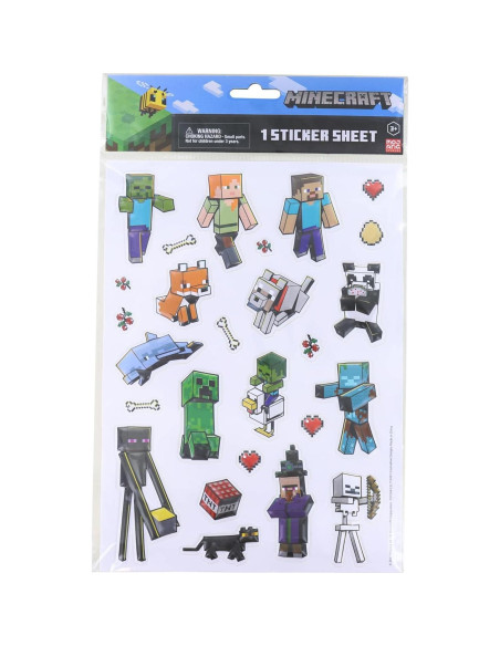 Calcomanías 3D Minecraft - Hoja con 26 Stickers