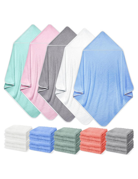 Buryeah Juego de Toallas con Capucha y Paños para Bebé