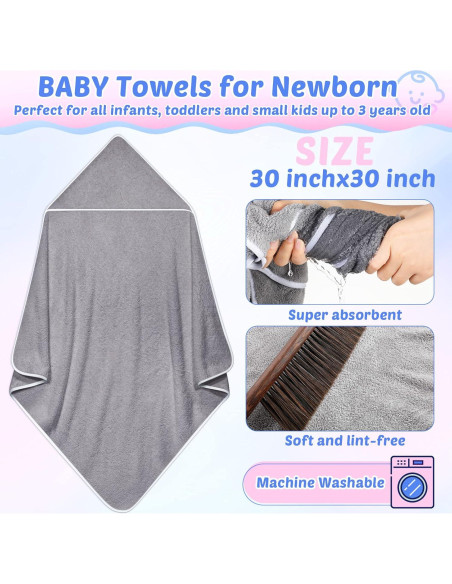 Buryeah Juego de Toallas con Capucha y Paños para Bebé