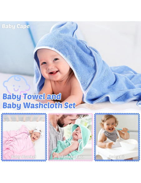 Buryeah Juego de Toallas con Capucha y Paños para Bebé