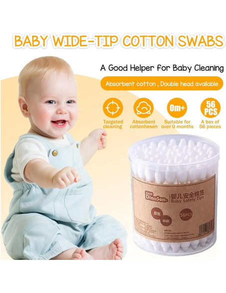 Hisopos de Algodón Orgánico HNRLOY para Bebés - 224 Unidades