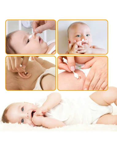 Hisopos de Algodón Orgánico HNRLOY para Bebés - 224 Unidades