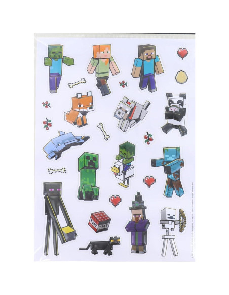 Calcomanías 3D Minecraft - Hoja con 26 Stickers