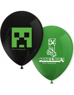 Globos de Fiesta Procos Minecraft 21 cm Verde y Negro - 8 Pzas 2