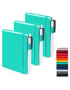 Feela 3 Pack Cuadernos A6 Aqua con Rayas Universitarias y Bolígrafos