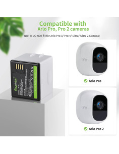 Baterías recargables A-1B Eeyrnduy para cámaras Arlo Pro 2440mAh (2 unidades) 2