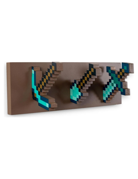 Perchero de Pared Minecraft Ukonic con Ganchos de Diamante
