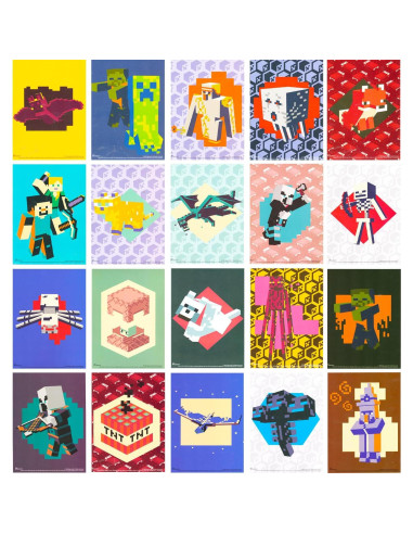 Conjunto Fiesta Minecraft - 24 Lápices y 24 Mini Pósters
