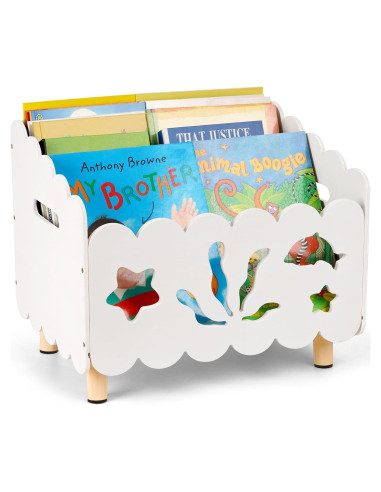 Estantería de Madera Liitrton para Niños Blanca con Divisores