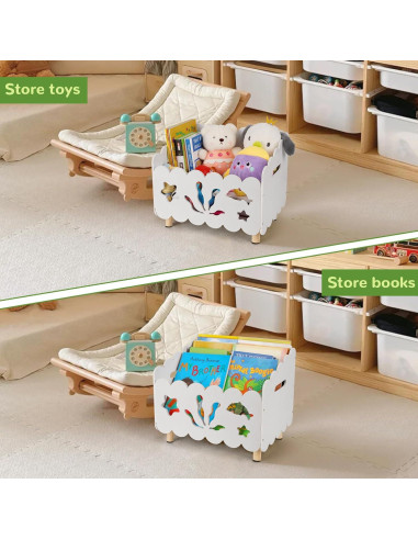 Estantería de Madera Liitrton para Niños Blanca con Divisores