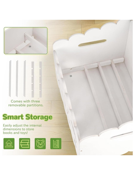 Estantería de Madera Liitrton para Niños Blanca con Divisores