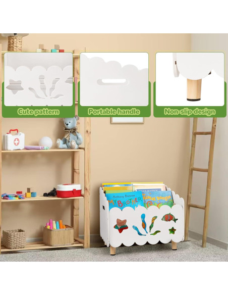 Estantería de Madera Liitrton para Niños Blanca con Divisores