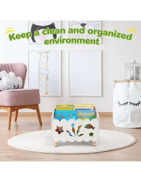 Estantería de Madera Liitrton para Niños Blanca con Divisores