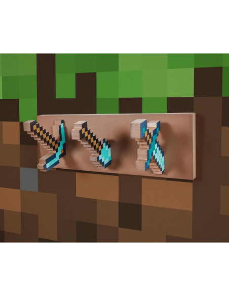 Perchero de Pared Minecraft Ukonic con Ganchos de Diamante
