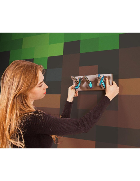 Perchero de Pared Minecraft Ukonic con Ganchos de Diamante