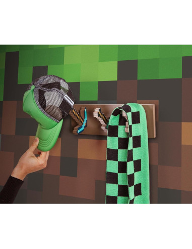 Perchero de Pared Minecraft Ukonic con Ganchos de Diamante