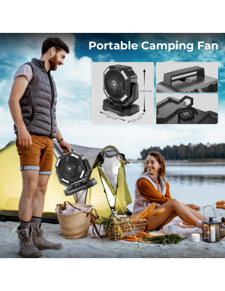 Ventilador de Camping PANERGY D13 20000mAh con Luz LED
