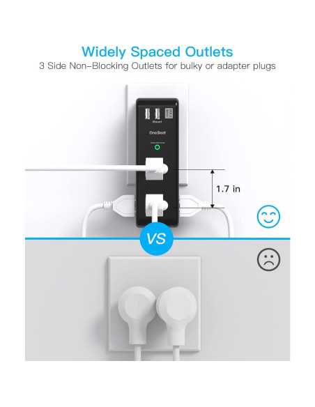 Extensor de Enchufe One Beat 6 AC + 3 USB (1 USB-C) 1800J Extensor de Enchufe One Beat 6 AC + 3 USB (1 USB-C) 1800J