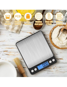 Báscula de Cocina Digital Diyife 500g/0.01g con 2 Bandejas 2