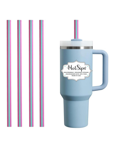 Popote Reutilizable HotSips XL Rosa Aqua - 30 y 40 oz