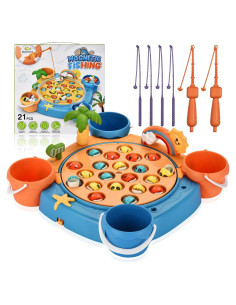 Juego de Pesca Magnético Jovarous - 21 Peces y 6 Cañas