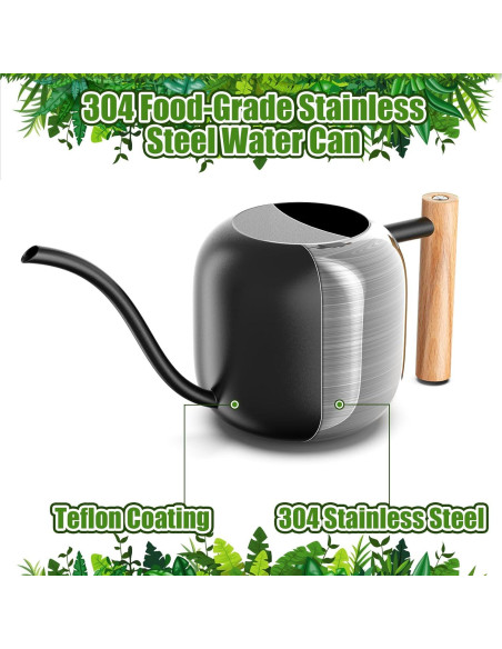 Regadera de Metal Green Moon 1.2L Negra con Pico Largo