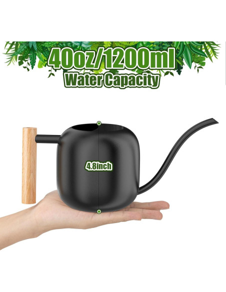 Regadera de Metal Green Moon 1.2L Negra con Pico Largo