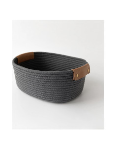 Cesta de Algodón Tejida SOORXIEIN Negra 28x22x11 cm