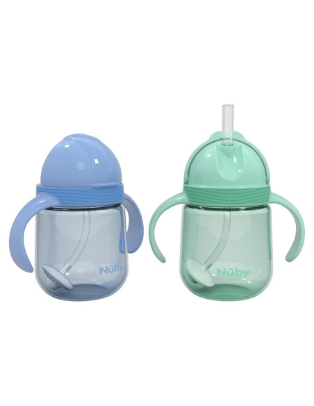 Vaso Entrenador Nuby Clik-It 240 ml con Popote 360 Azul/Verde