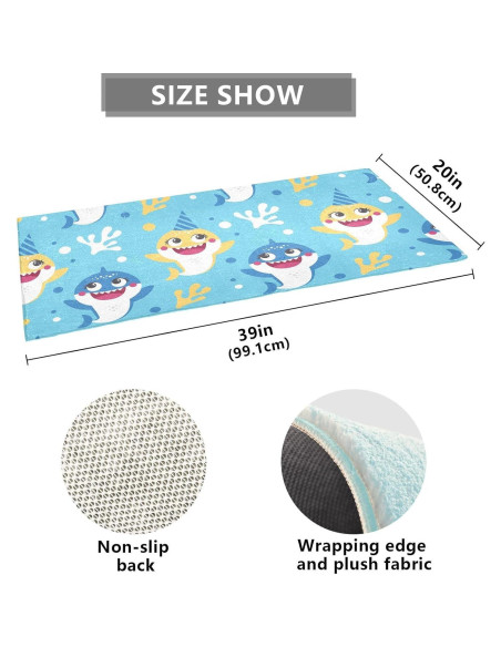 Alfombra de baño BOENLE tiburón azul 99x51cm antideslizante