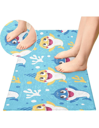 Alfombra de baño BOENLE tiburón azul 99x51cm antideslizante
