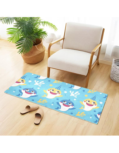 Alfombra de baño BOENLE tiburón azul 99x51cm antideslizante