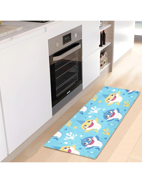 Alfombra de baño BOENLE tiburón azul 99x51cm antideslizante