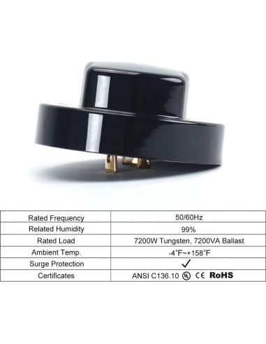 Tapa de Fotocélula LIPU LP-208, 1 Paquete, Negro, IP65