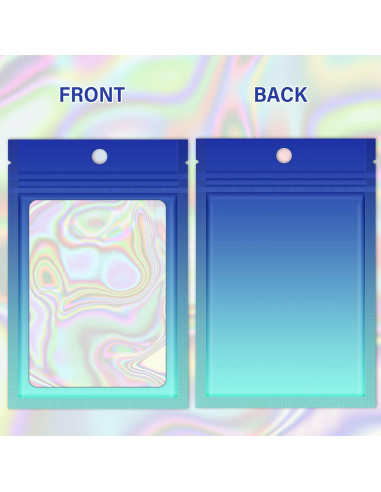 100 Bolsas Mylar Holográficas VEEMOS 8.9x11.9 cm Reutilizables