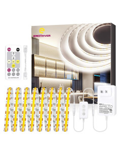 Kit Tira LED COB EMITEVER 5m 4000K Luz Blanca Neutra Control Remoto