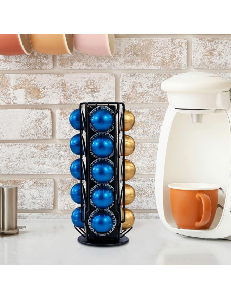 Soporte giratorio para 20 cápsulas de café MyGift negro