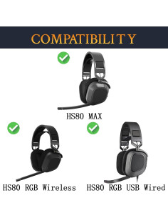 Almohadillas de Enfriamiento de Gel SOULWIT para Corsair HS80 - Negro 2