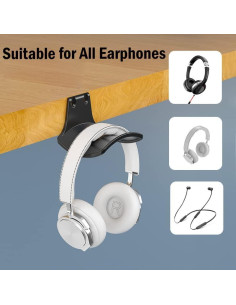 Soporte para Auriculares SIROLISA Negro 2-Pack Montaje en Pared 2