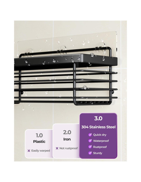 Caddy de Ducha ODesign 3 Pack Acero Inoxidable Negro