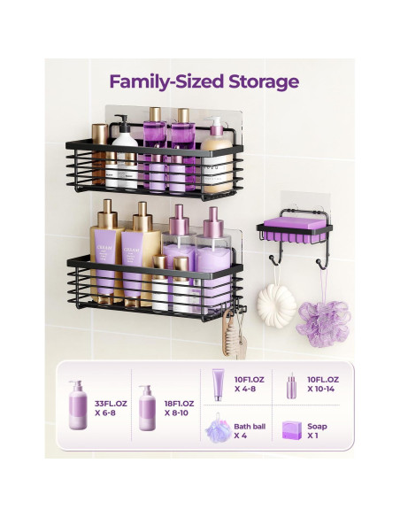 Caddy de Ducha ODesign 3 Pack Acero Inoxidable Negro