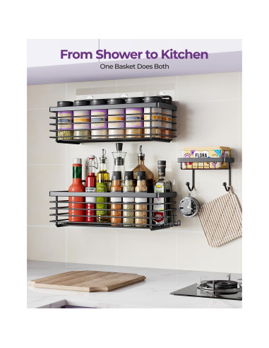 Caddy de Ducha ODesign 3 Pack Acero Inoxidable Negro