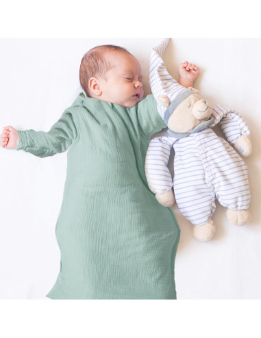 Saco de dormir de algodón muselina unisex 0-6 meses azul