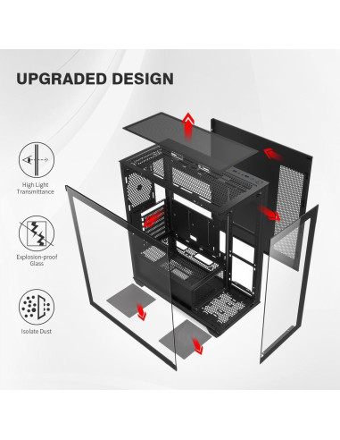 Caja de PC RUIX OV603 Mid-Tower ATX con 4 Ventiladores ARGB