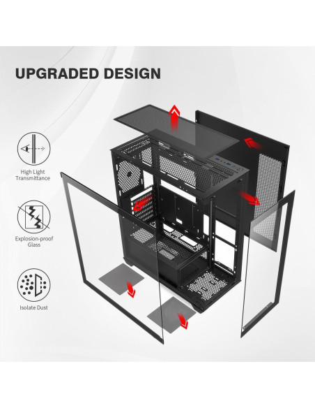Caja de PC RUIX OV603 Mid-Tower ATX con 4 Ventiladores ARGB