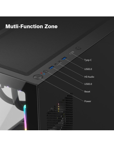 Caja de PC RUIX OV603 Mid-Tower ATX con 4 Ventiladores ARGB