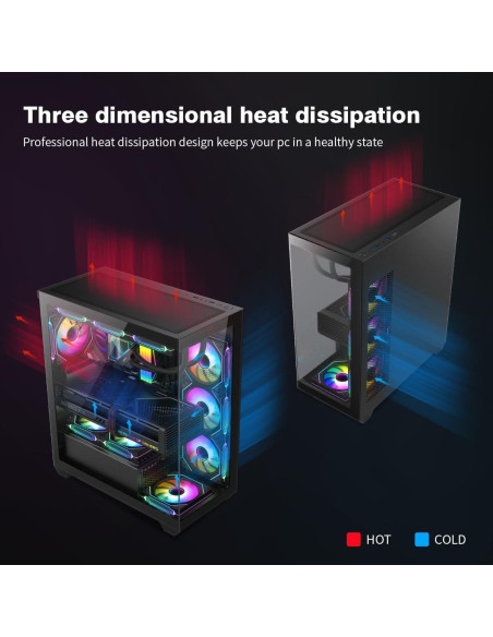 Caja de PC RUIX OV603 Mid-Tower ATX con 4 Ventiladores ARGB